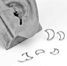 Titanium16G 5/16" Crescent Half Moon Hoop Segment Clicker Earring Hinged Ring