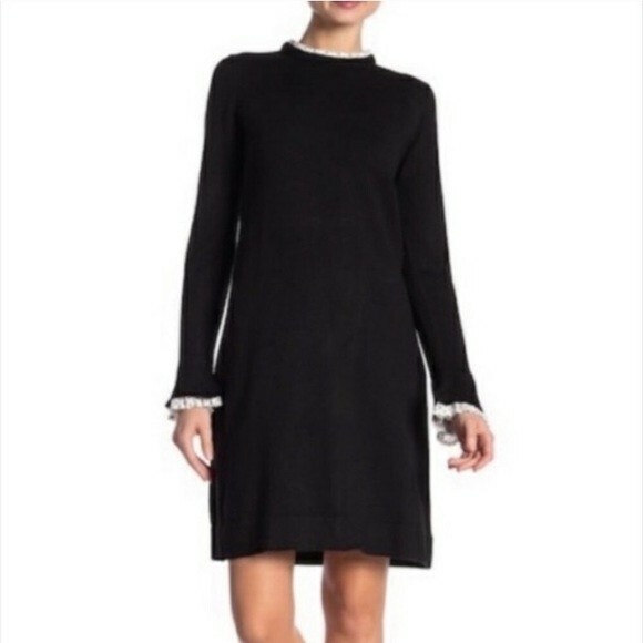 vince camuto sweater dress Women's Long Sleeve V-Neck seam pockets Vince Camuto Women's Ribbed Midi
