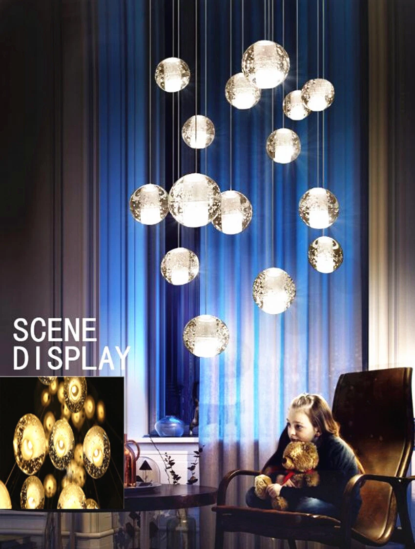 Modern G4 LED Bubble Crystal ball Ceiling Light Living Room Stair