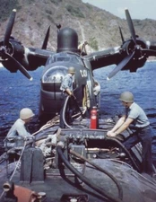 WW2 WWII Photo US Navy Sailors Refuel Martin PBM Mariner  World War Two / 1823