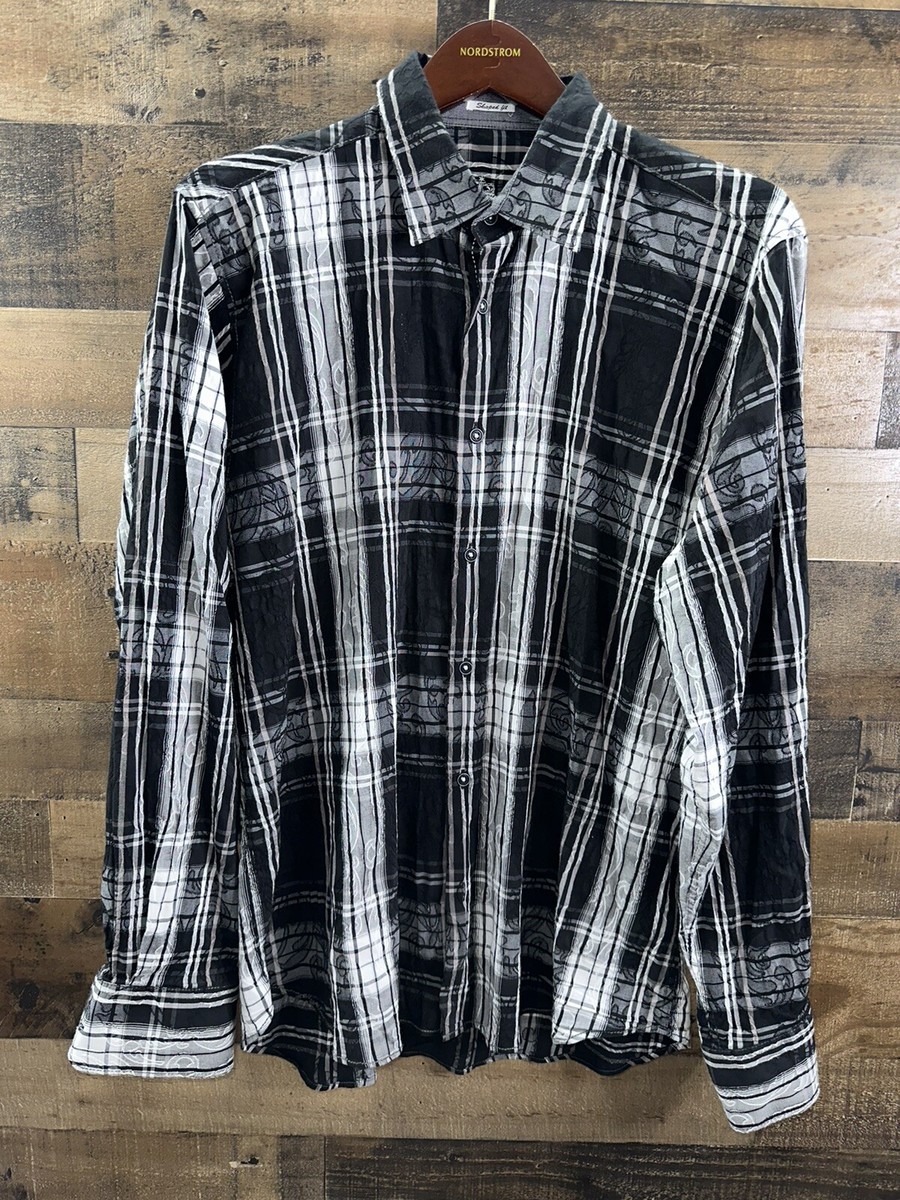 Men's Bugatchi Uomo Long Sleeve Shirt Casual Button Down Size M