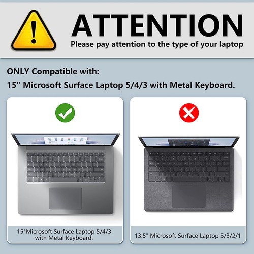 PC Hard Shell Case Cover for 15" Microsoft Surface Laptop 3/4/5 Metal Keyboard - Picture 3 of 26