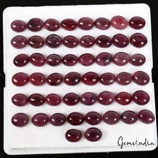 50 Stück Natürlich Rot Rubin Oval Cabochonschliff Lose 8-10mm Edelsteine für