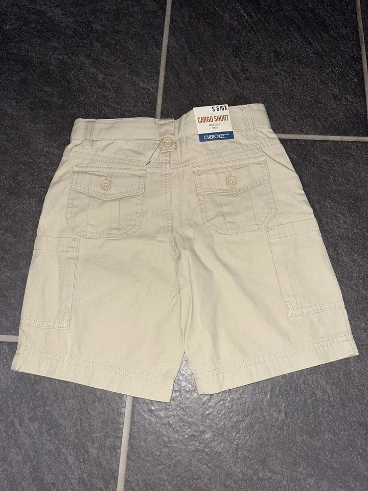 Pantalones Cortos Cherokee Cremosos Carga Niños Talla Pequeña Nuevos con Cintura Ajustable Foto 4 de 4