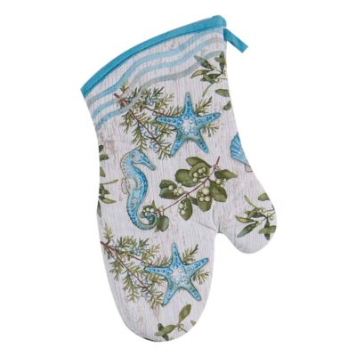 Blue Starfish Seahorse and Shells Design Cotton Oven Mitt - R3075