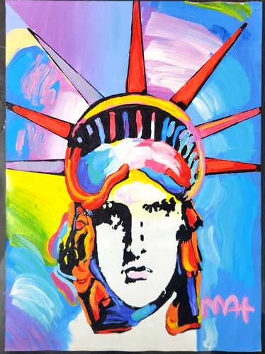 Collection PETER MAX, Painting on paper (Handmade) signed & stamped. Mixed media - 第 1/2 張圖片