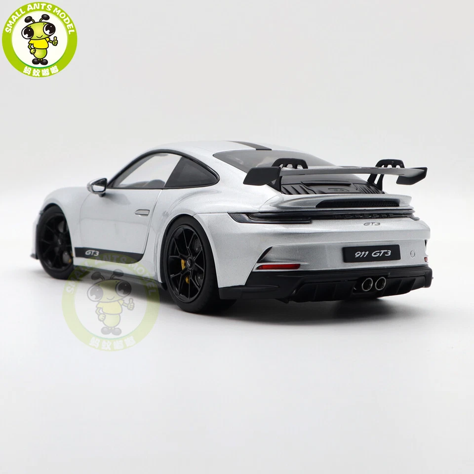 1/18 Porsche 911 992 GT3 2021 Norev 187317 Plateado Negro Tiras Diecast Modelo Coche Foto 4 de 4