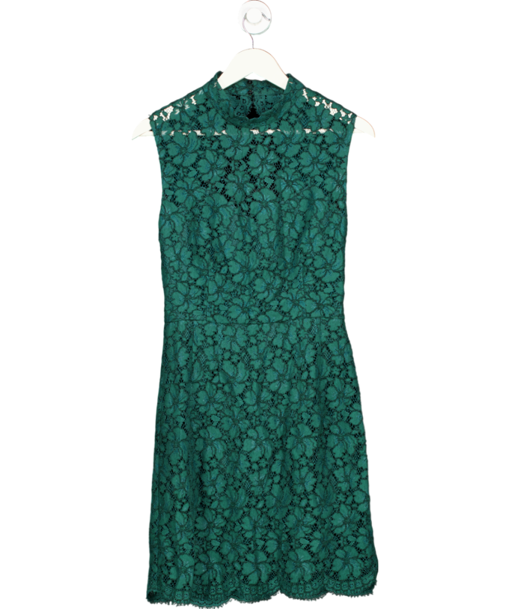 Sandro Green Lace High Neck Mini Dress UK S | eBay UK