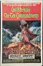 Ten Commandments ORIGINAL US One Sheet Movie Film Poster Charlton Heston 1966RR