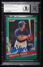BAS 1991 Donruss Rated Rookie Chuck Knoblauch #421 Authentic Auto ow6