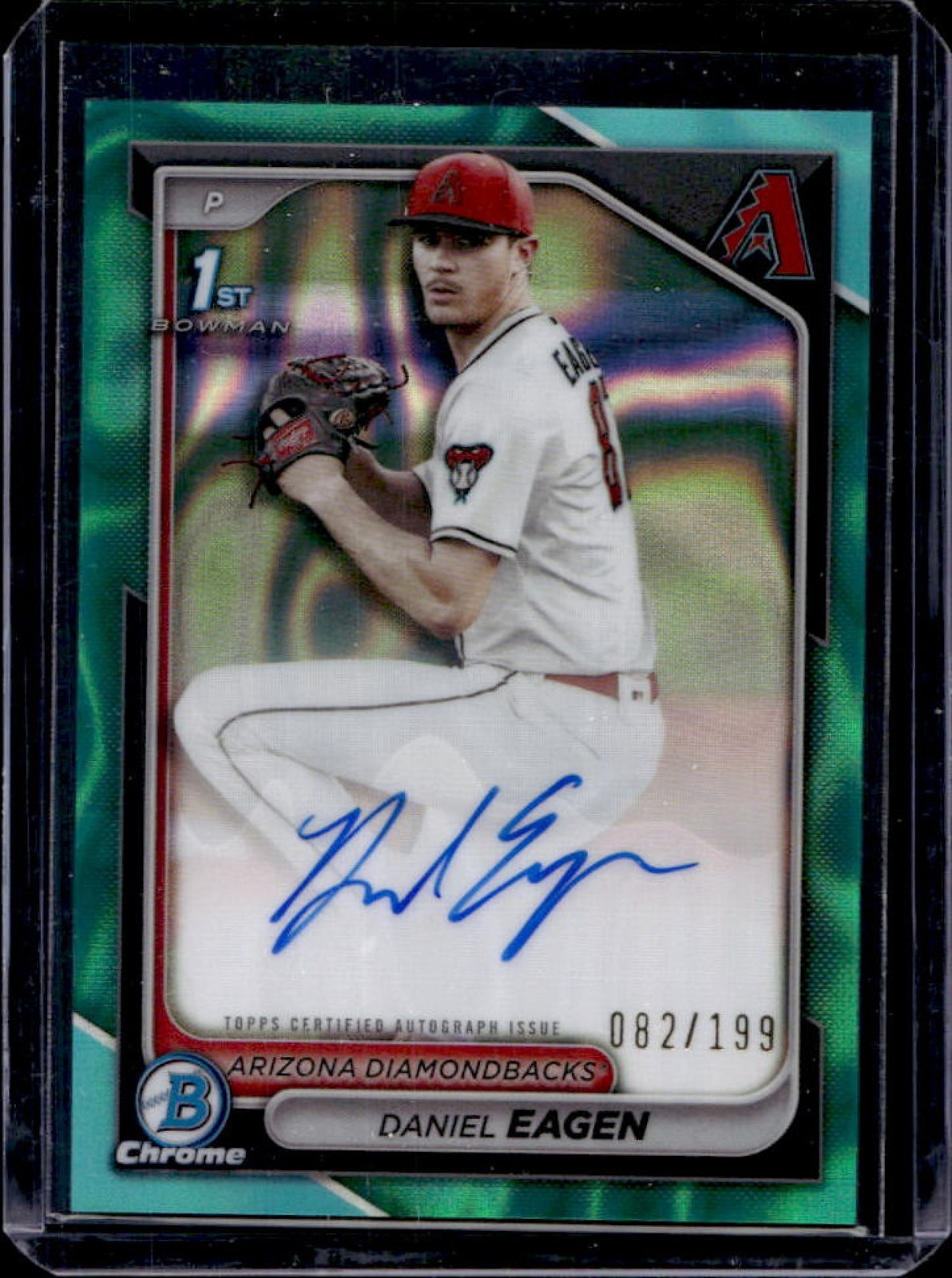2024 Bowman Draft Daniel Eagen Chrome Auto Aqua Lava Refractor 1st #/199