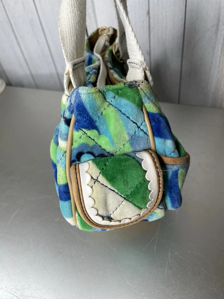 Винтажный Juicy Couture сумка сумка Дамская сумка Y2K махровый психоделический пейсли зеленый - Изображение 4 из 4