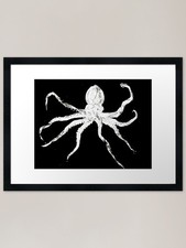 Giant Pacific Octopus Gyotaku (Reve Framed Wall Art Poster Canvas Print Picture