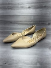 Sam Edelman Rodney Womens 10 Beige Leather Ballet Flats Pointy Pointed Toes