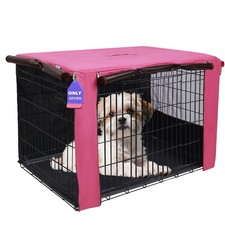 24" Pink Waterproof Dog Crate Cover with Mesh Kennel Cover 24 Inch
