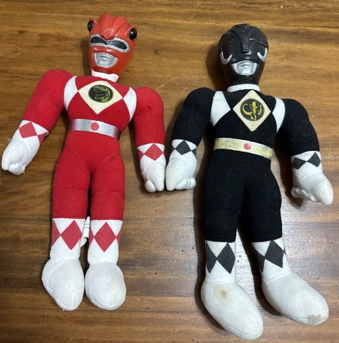 Vintage Mighty Morphin Power Rangers 1993  Black Ranger Red  Ranger 17” Plush