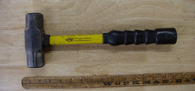 Vntg 3lb. USM3 Sledge Hammer,5-1/16'' Head,1-9/16'' Octagonal Faces,W/NUPLA Handle