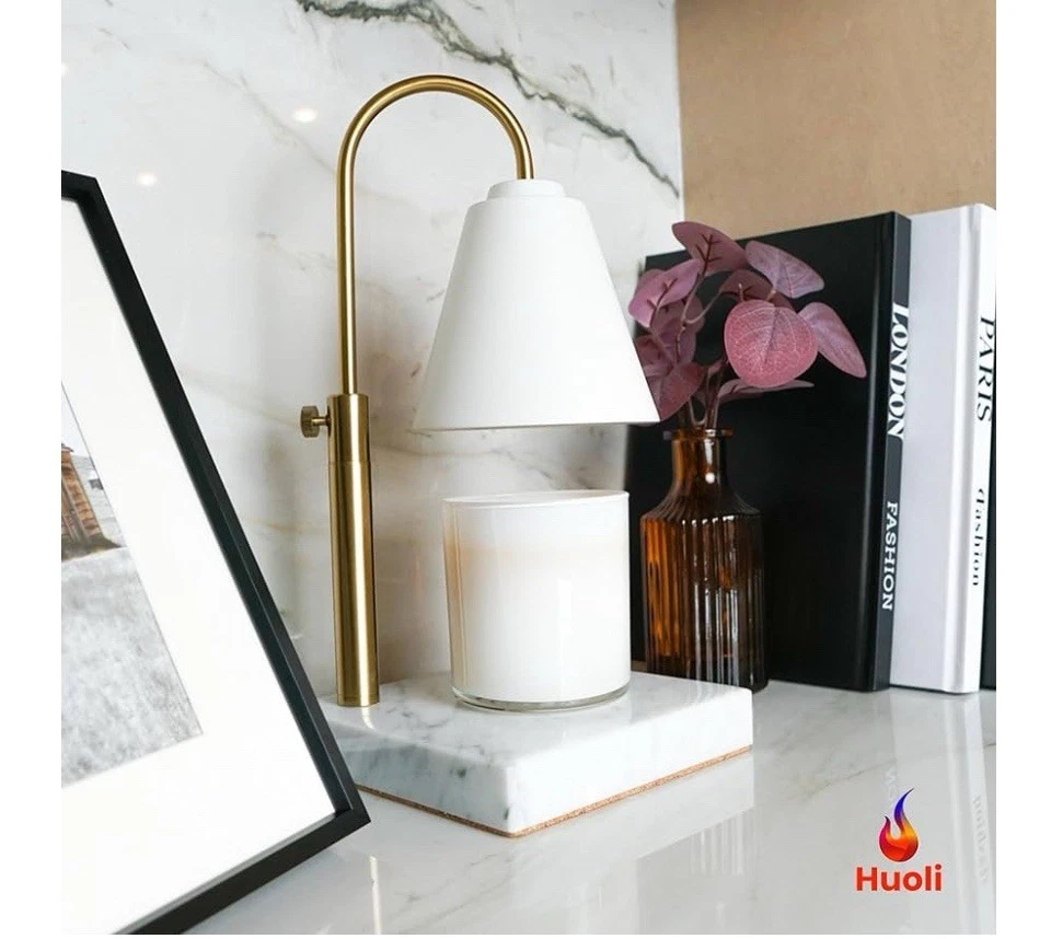 Calentamiento de velas Huoli con atenuador - Calentador de velas eléctrico ajustable base de mármol Foto 2 de 4
