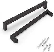 KNOBWELL 30 Pack 8in Black Cabinet Pulls, Modern Dresser Drawer Handles