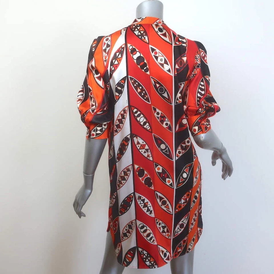 Mini Vestido Emilio Pucci Girandole Rojo/Naranja Estampado Seda Satinado Talla US 4 Foto 4 de 4
