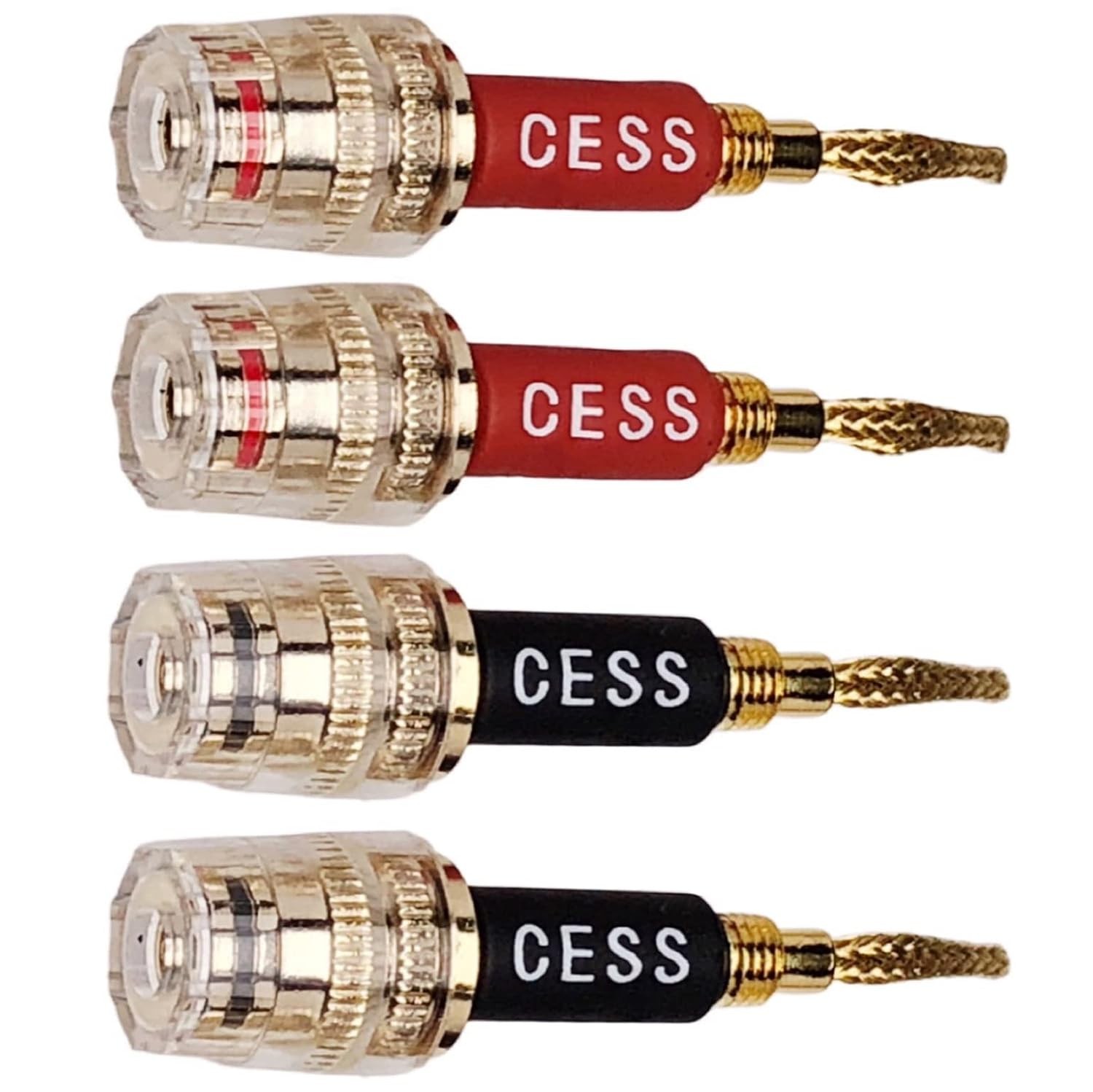 CNCESS CESS-220 Pin Banana Plug to 4mm Female Jack/Speaker Black & Red 