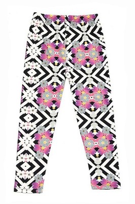 Kids Pixels Flower Print Leggings Floral Buttery Soft Girls Leggings Colorful