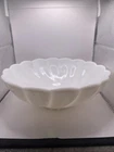 Vintage 1950s Hazel Atlas Alpine Swirl White Milk glass Bowl 9” Beautiful