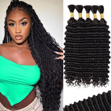 160G 5 Bundles Human Braiding Hair for Boho Braids 16 Inch Curly Boho Hair for B
