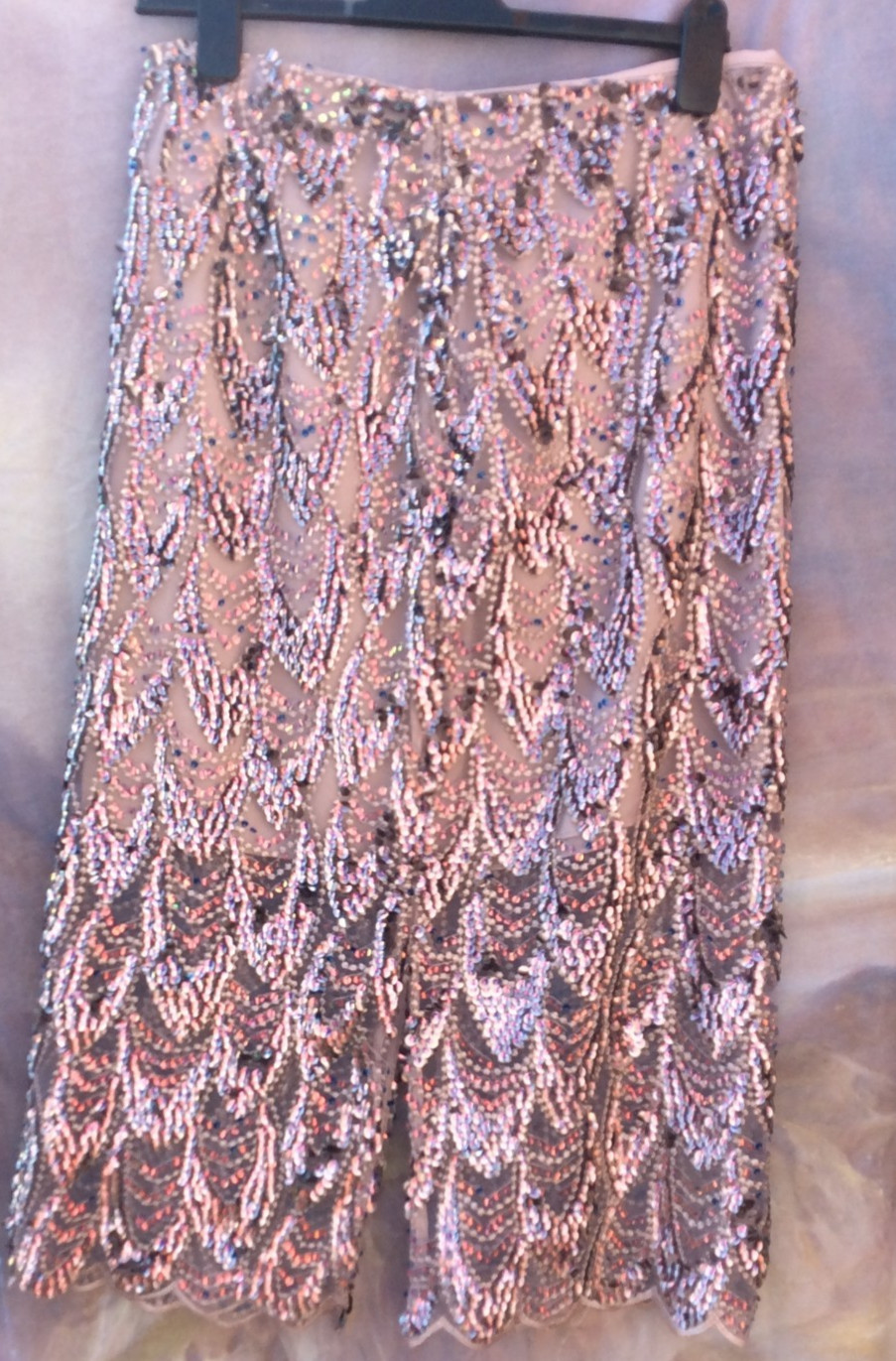 Gorgeous Zara Sequin multi Sparkly MIDI Skirt Size L