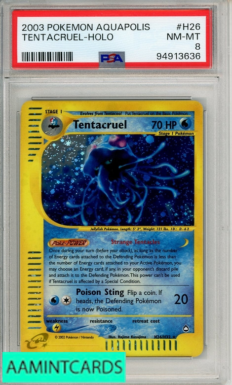 2003 POKEMON AQUAPOLIS TENTACRUEL-HOLO #H26 PSA 8 NM-MT