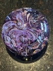 Murano Glass Signed Paperweight Purple and Gold  Beautiful!