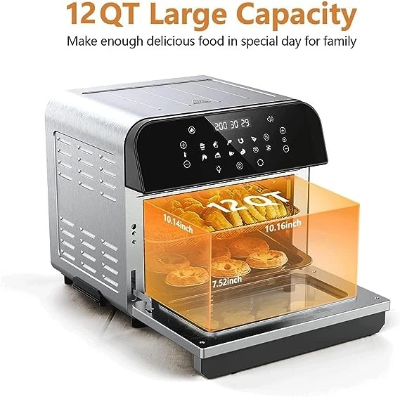 Whall Air Fryer Oven 12QT 12-in-1 Air Fryer Convection Oven NSE1201 - Silver - Image 3 of 4