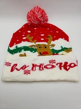 Reindeer  Light Up Christmas Beanie Hat One size, Unisex- Adults, Teens