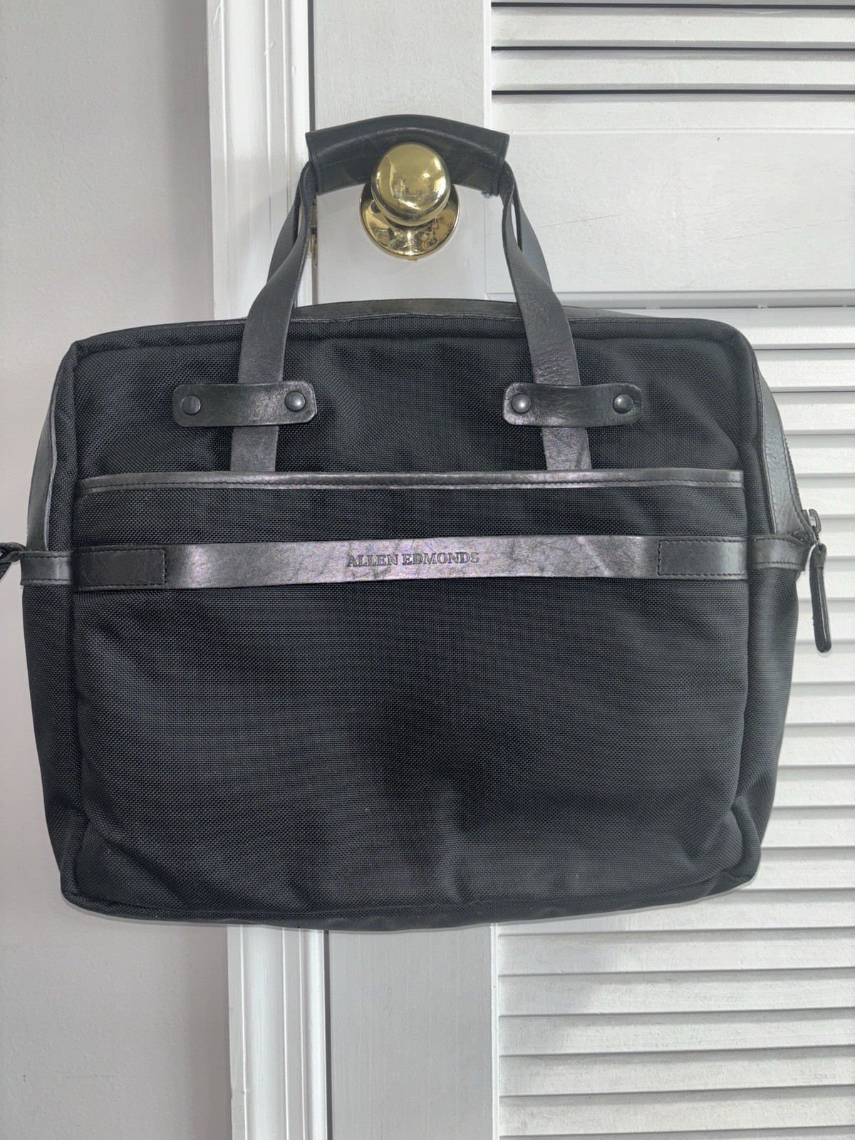 Allen Edmonds Artisans Of Freedom Messenger Bag Briefcase Canvas Leather  Black | eBay