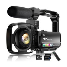 4K Video Camera Camcorder 64MP Vlogging Camera for YouTube 3.0" Touch Screen ...