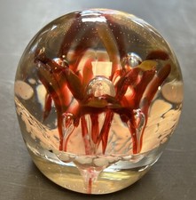 Vintage Paperweight With Red Flower