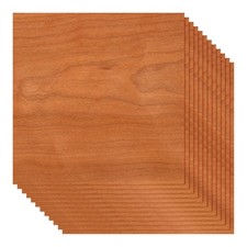 12 Pcs Real Wood Veneer Sheets, 7.9" x 7.9" Laminate Wood Boards Cherry 