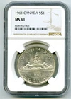 1961 S$1 CANADA SILVER VOYAGEUR DOLLAR NGC MS61 UNCIRCULATED COIN