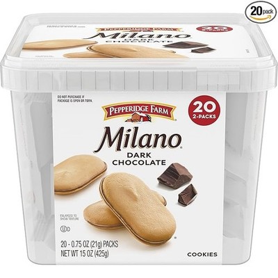 Pepperidge Farm Milano Dark Chocolate   20 Individually Wrapped Packs, 2 Cookies