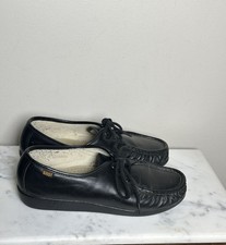 SAS Black Leather Comfort Shoes Womens 9M USA Made Lace Up Walking Loafers