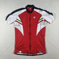 Castelli Full Zip Cycling Red White Style Jersey Mens Euro XL (US M-L)