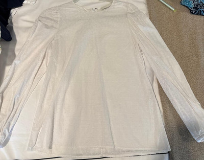 Mansur Gavriel Women s White Cotton Knit Long Sleeve Ruffle Top Size S