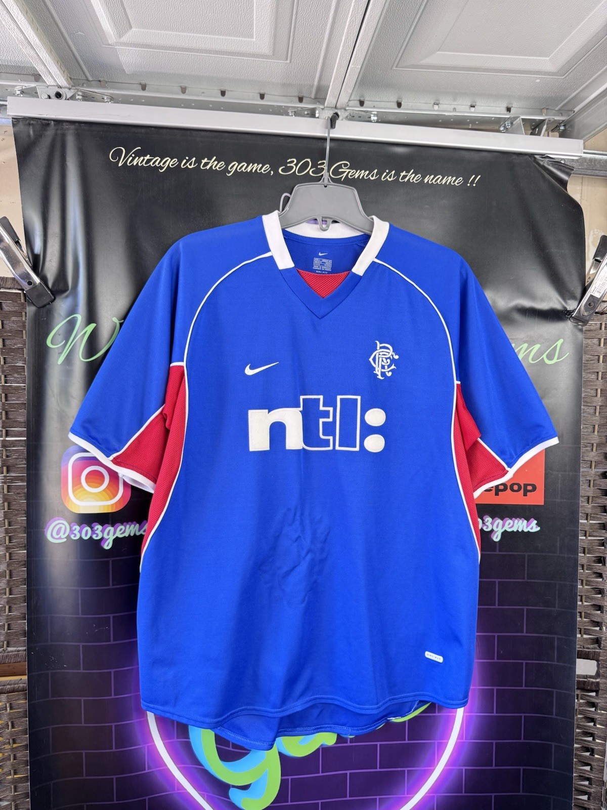 Vintage Nike Glasgow Rangers FC 2001-02 Home Football Soccer Jersey Kit