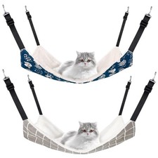 2 Pieces Reversible Cat Hanging Hammock Soft Breathable Pet Cage Hammock with...