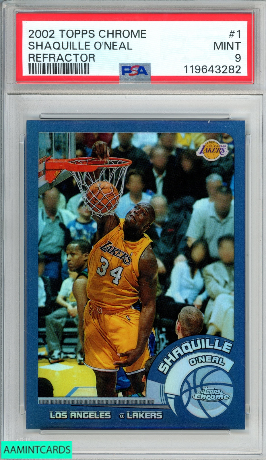 2002 TOPPS CHROME SHAQUILLE ONEAL #1 REFRACTOR LAKERS HOF PSA 9 MINT