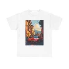 Ferrari Vintage Photo In Monaco  Graphic T Shirt Cotton Tee
