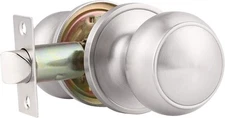 Probrico 1 Pack Round Passage Door Knob(Non-Locking 1 Pack, Satin Nickel 