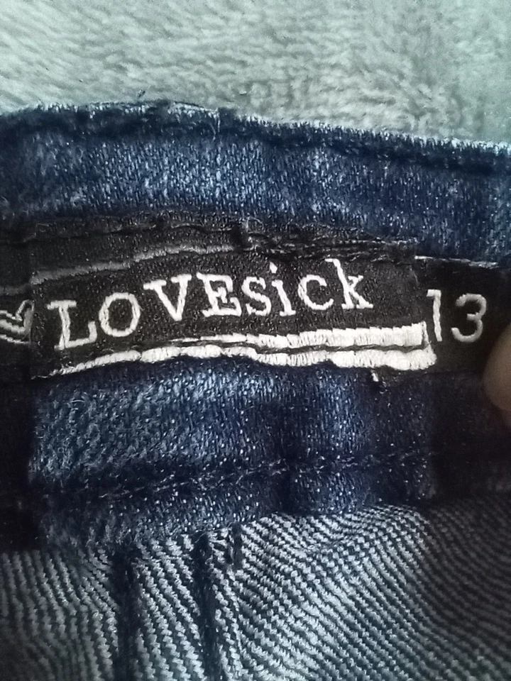 Pantalones Cortos Hot Topic Lovesick Talla 13 Azul Calavera Pierna Dividida Punk Corte Envejecido Foto 3 de 4