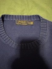 Polo Ralph Lauren Men's 100 Cotton Knit Sweater Royal Blue Crew Neck Med