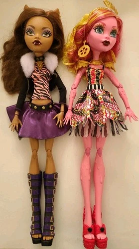 Lot of 2 Monster High Gooliope Jellington Freak Du Chic Clawdeen Doll Tall 17"